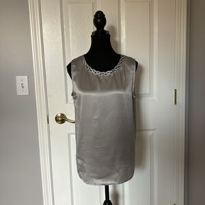 100% Silk Pearl Gray Sleeveless Top / Cami